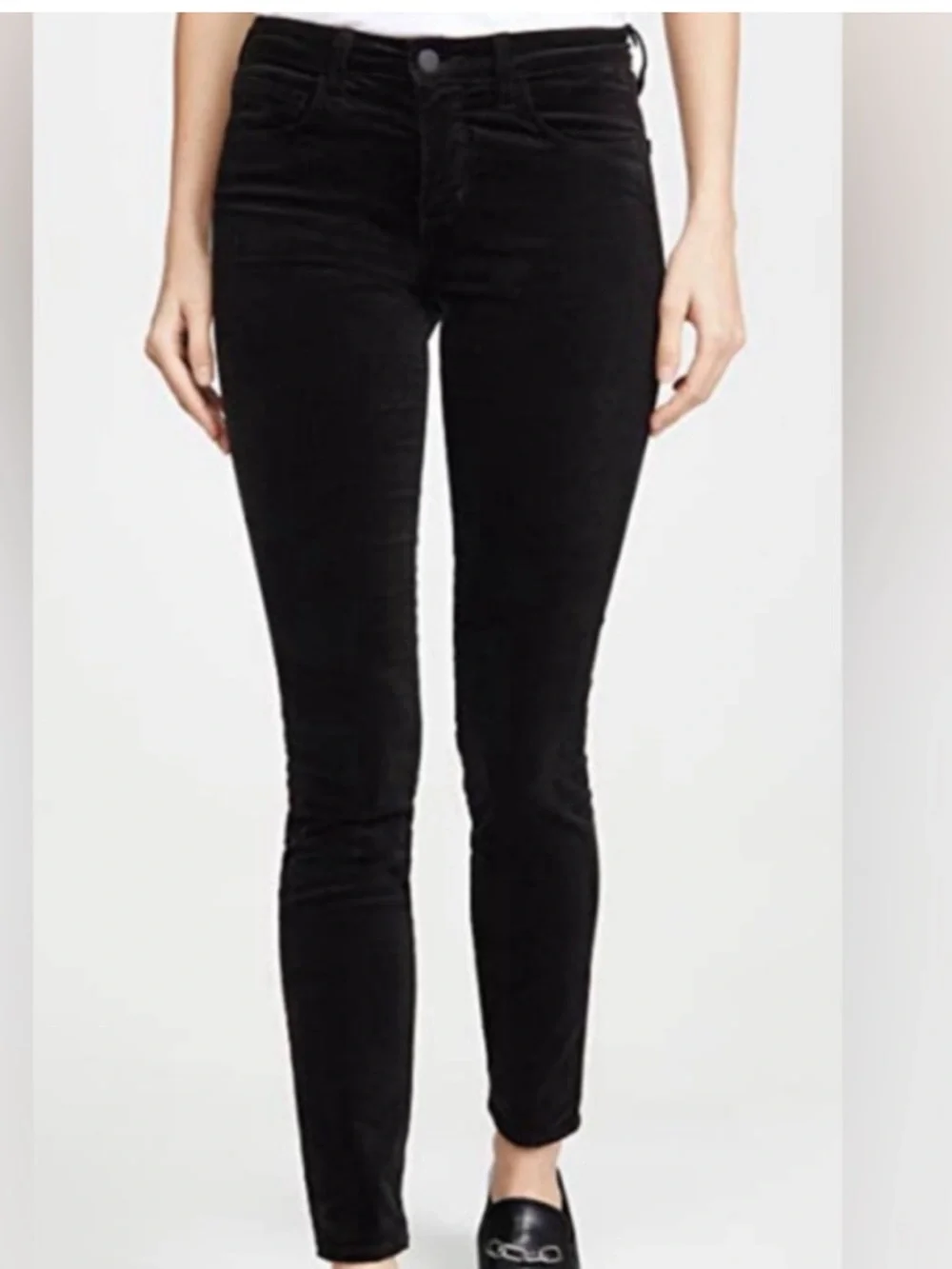 L'AGENCE Marguerite High Rise Skinny Velvet Noir Black Jeans 27 - Picture 15 of 15